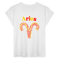 Thumbnail for Women's Power Words Aries Relaxed Fit T-Shirt - white