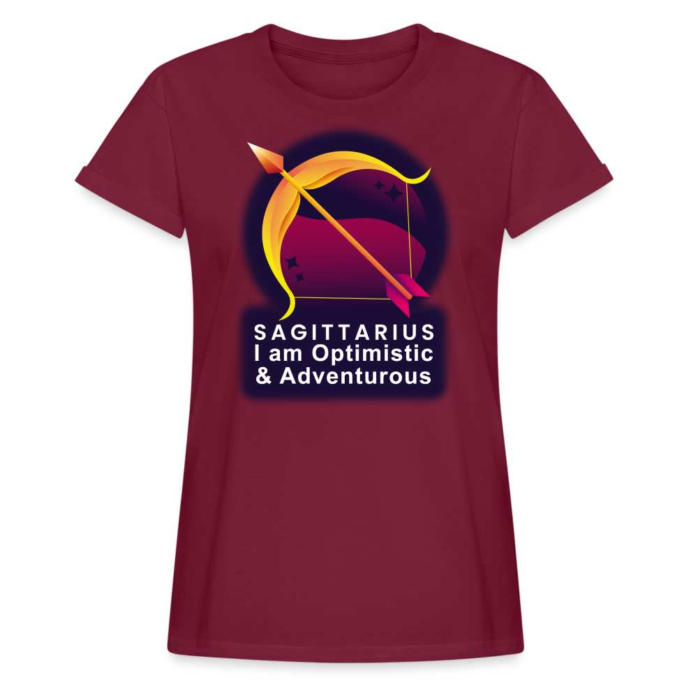 Women's Glow Sagittarius Relaxed Fit T-Shirt - burgundy