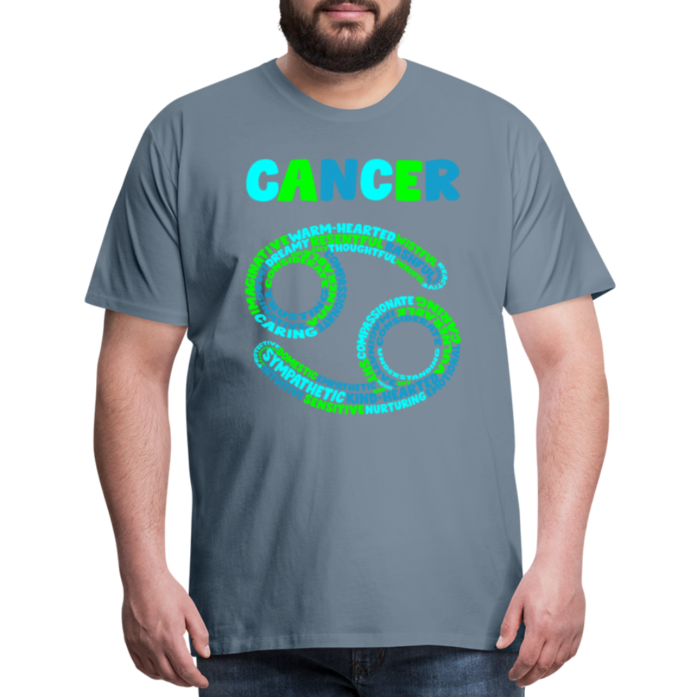 Men's Power Words Cancer Premium T-Shirt - steel blue