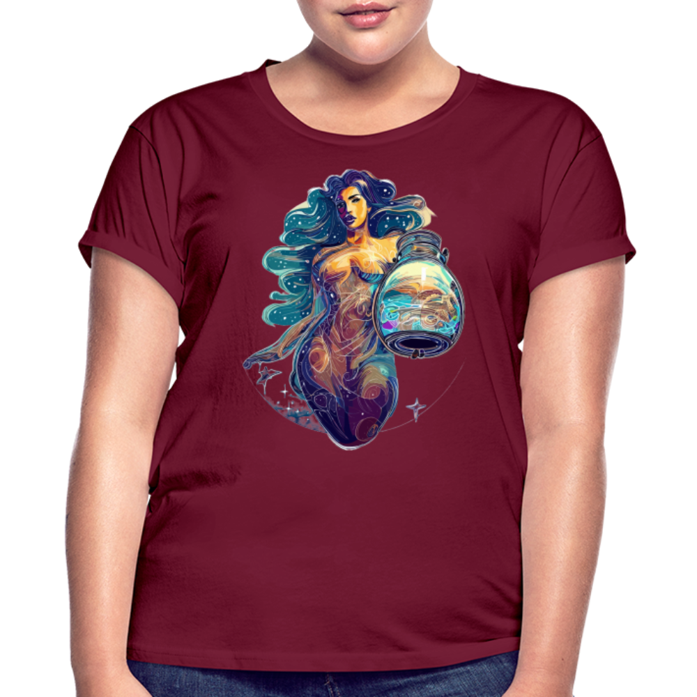 Women's Mythical Aquarius Relaxed Fit T-Shirt - burgundy