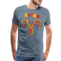 Thumbnail for Men's Power Words Aries Premium T-Shirt - steel blue