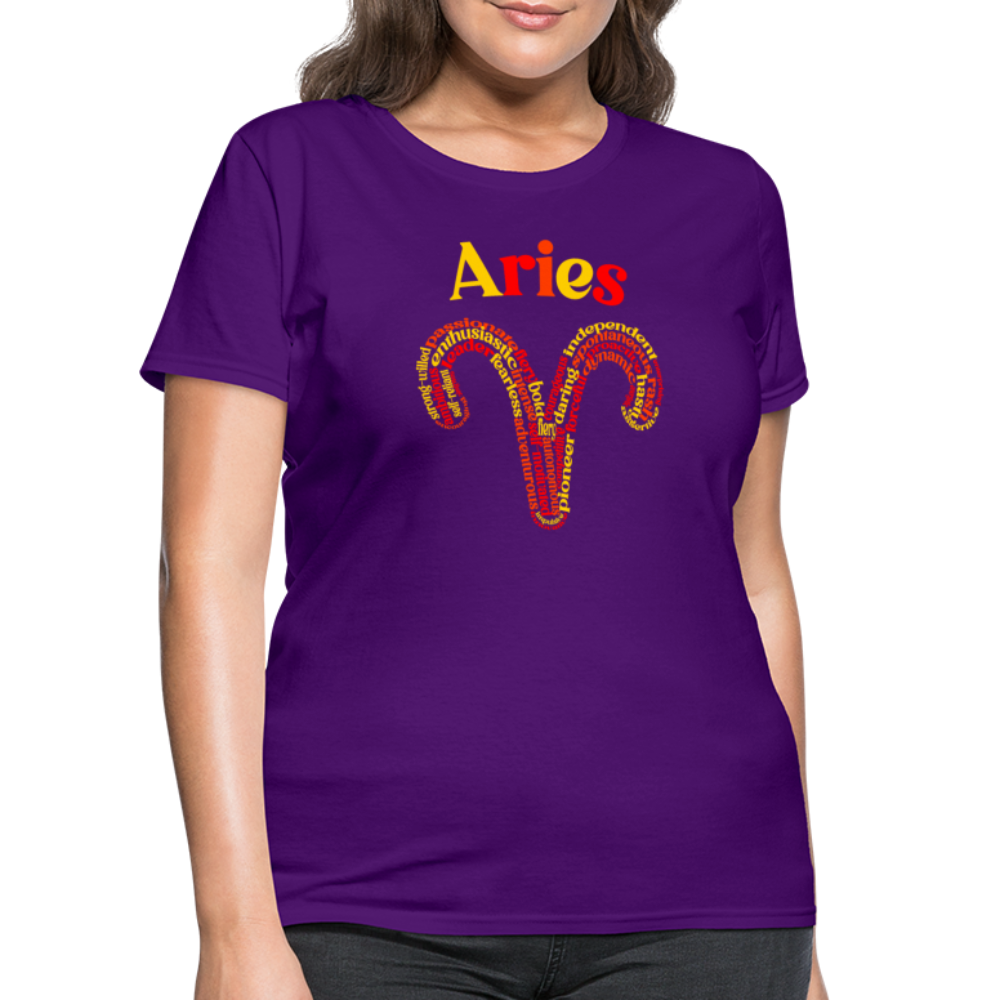 Women's Power Words Aries T-Shirt - purple