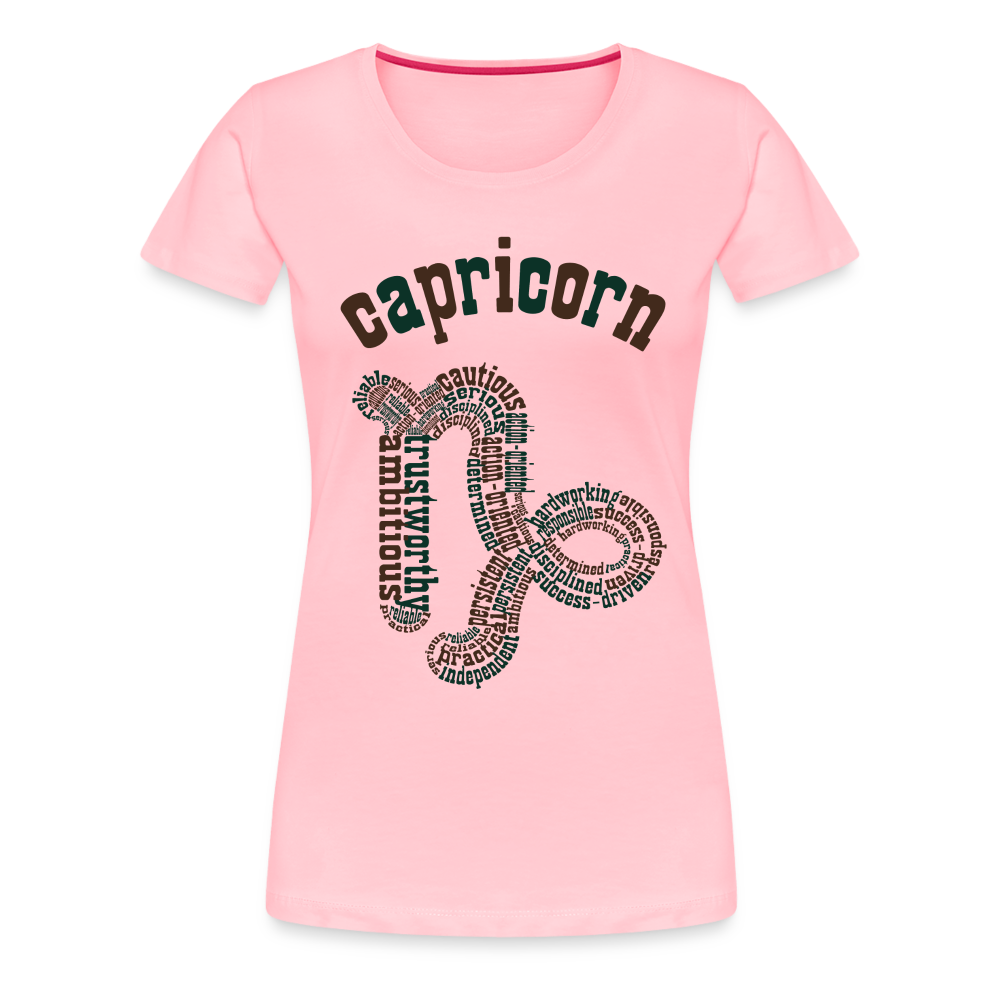 Women's Power Words Capricorn Premium T-Shirt - pink