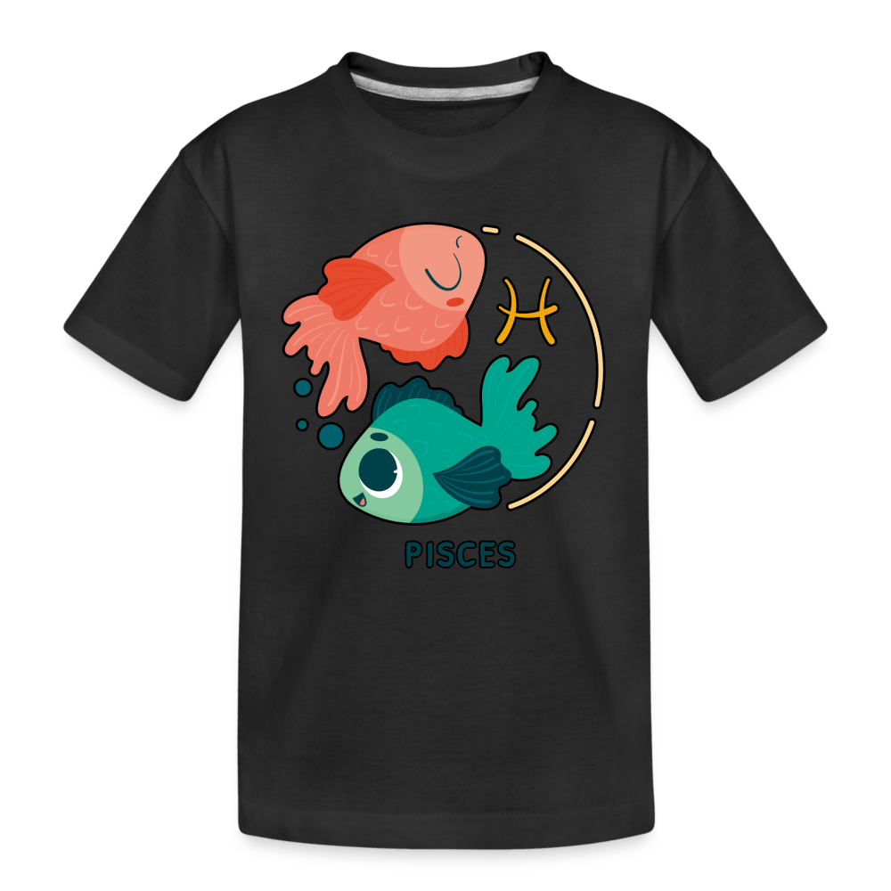 Kid’s Cartoony Pisces Premium Organic T-Shirt - black