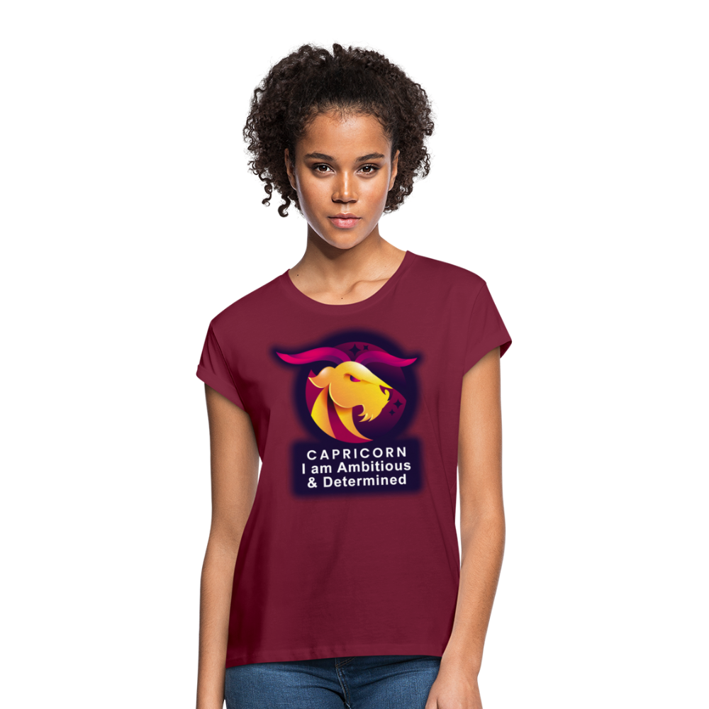 Women's Glow Capricorn Relaxed Fit T-Shirt - burgundy