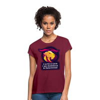 Thumbnail for Women's Glow Capricorn Relaxed Fit T-Shirt - burgundy