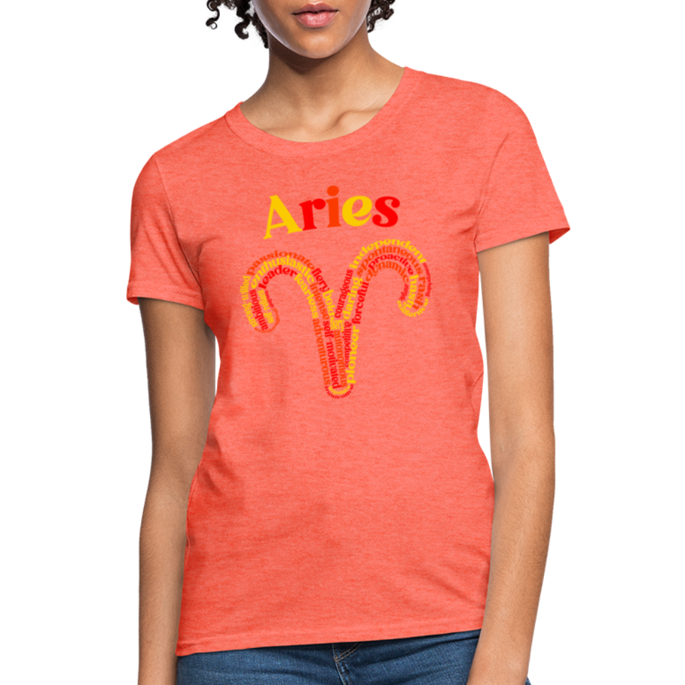 Women's Power Words Aries T-Shirt - heather coral