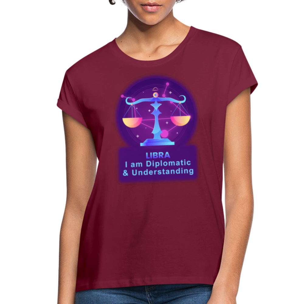 Women's Neon Libra Relaxed Fit T-Shirt - burgundy