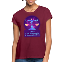 Thumbnail for Women's Neon Libra Relaxed Fit T-Shirt - burgundy