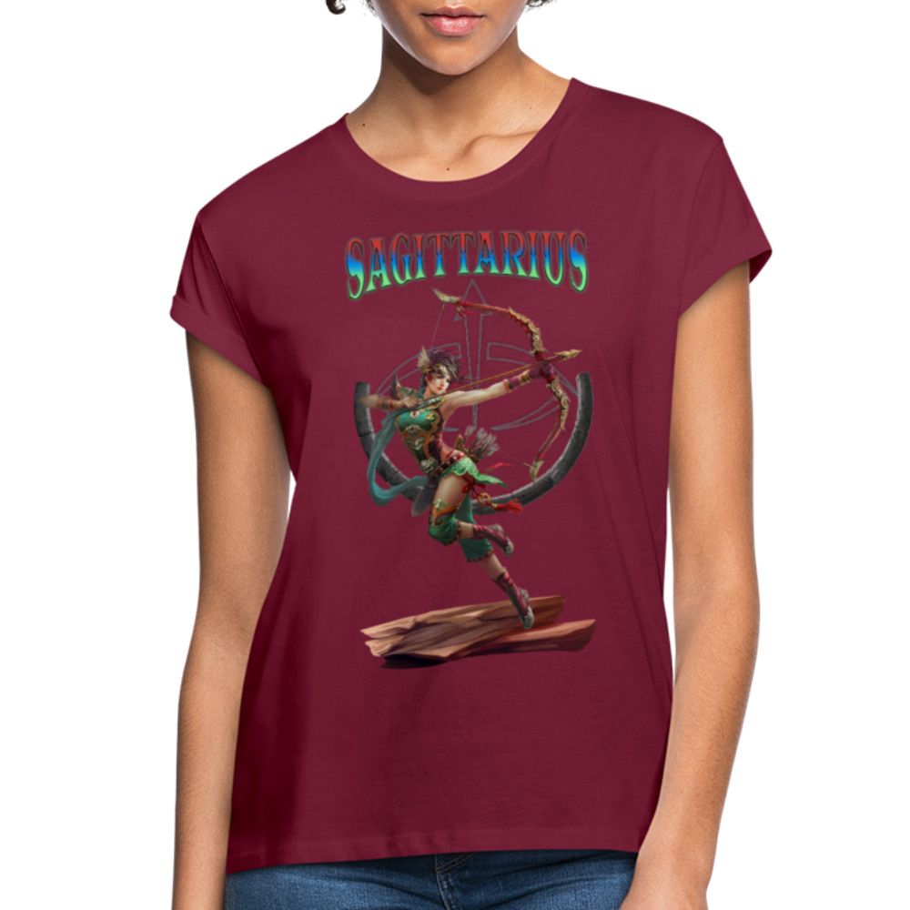 Women's Astral Sagittarius Relaxed Fit T-Shirt - burgundy