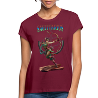 Thumbnail for Women's Astral Sagittarius Relaxed Fit T-Shirt - burgundy