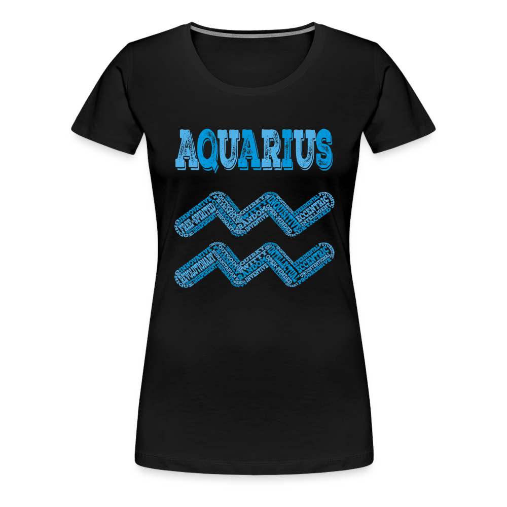 Women's Power Words Aquarius Premium T-Shirt - black