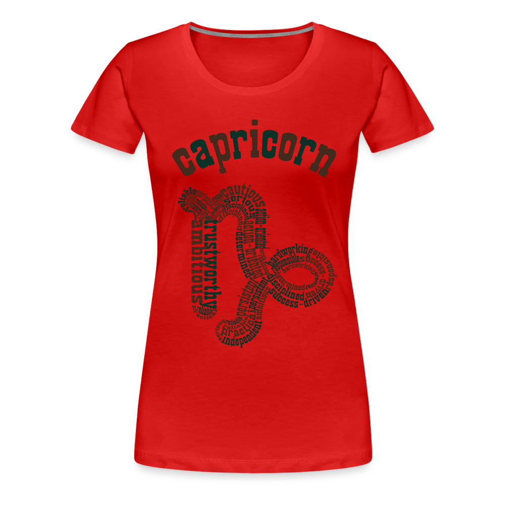 Women's Power Words Capricorn Premium T-Shirt - red