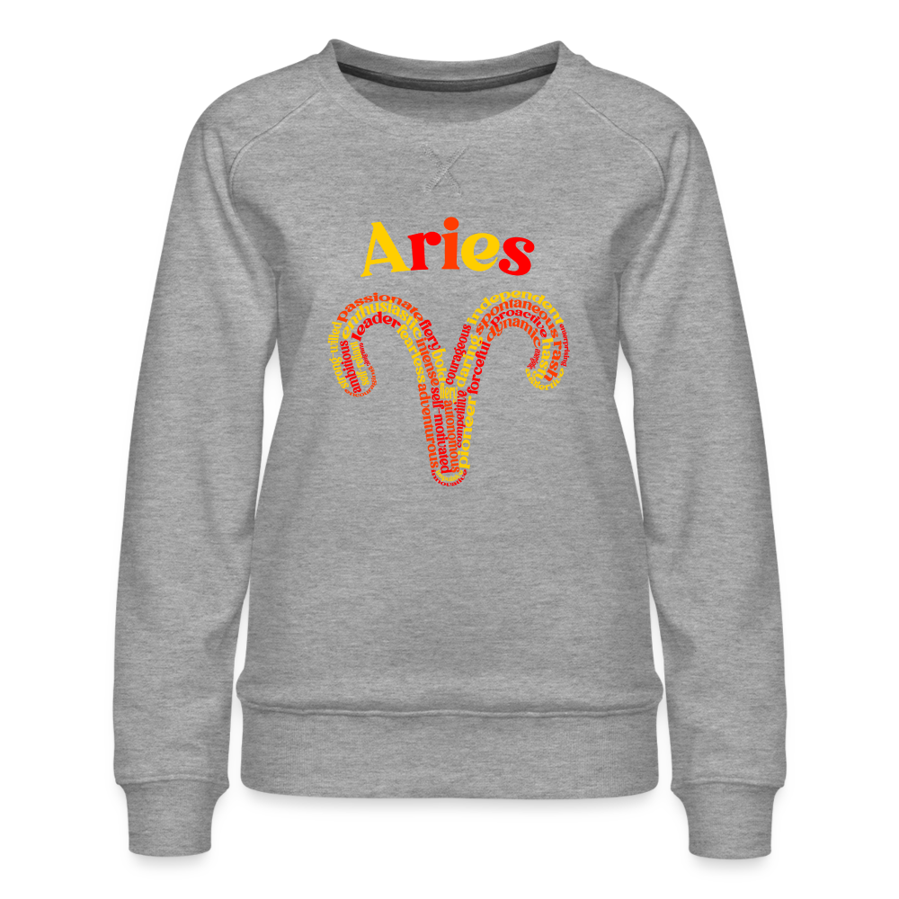 Women's Power Words Aries Premium Sweatshirt - heather grey