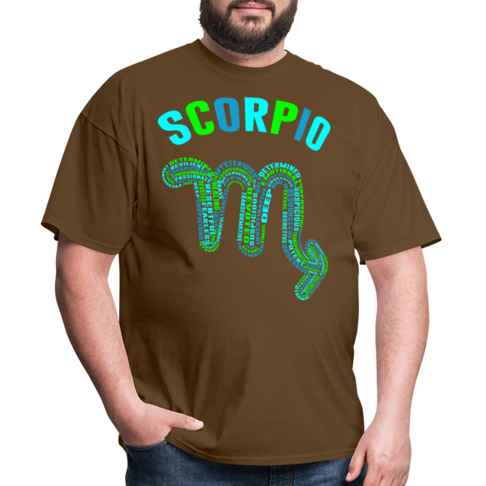 Men's Power Words Scorpio Classic T-Shirt - brown