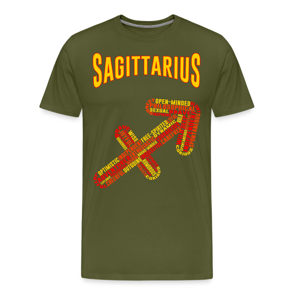 Men's Power Words Sagittarius Premium T-Shirt - olive green