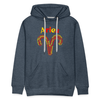 Thumbnail for Men's Power Words Aries Premium Hoodie - heather denim