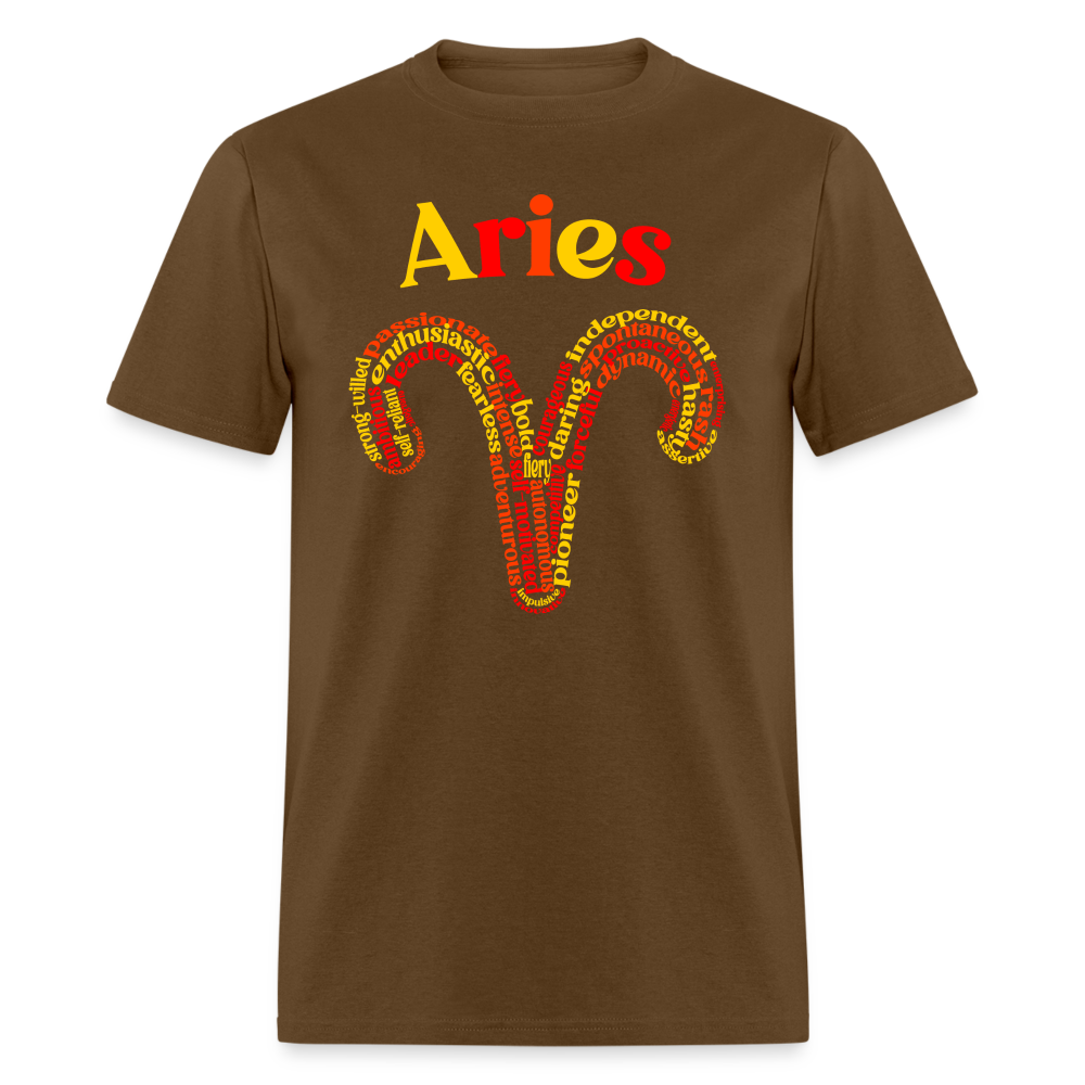 Men's Power Words Aries Classic T-Shirt - brown