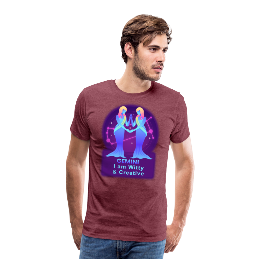 Men's Neon Gemini Premium T-Shirt - heather burgundy