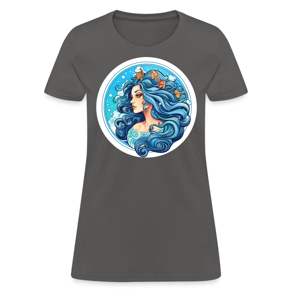 Women's Symbol Aquarius T-Shirt - charcoal