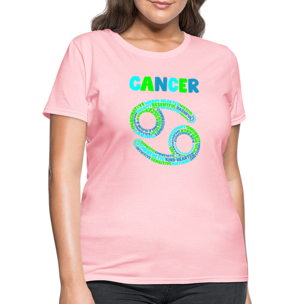 Women's Power Words Cancer T-Shirt - pink