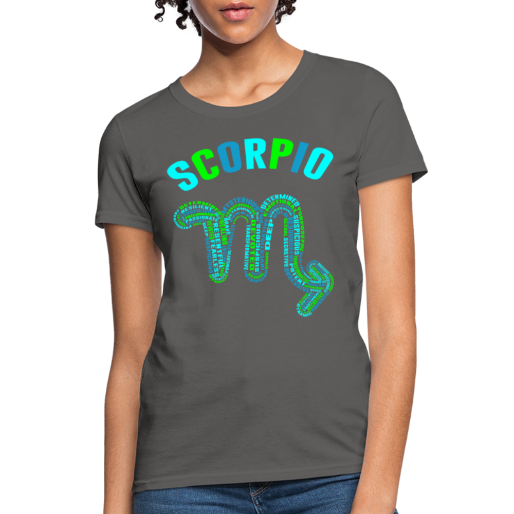 Women's Power Words Scorpio T-Shirt - charcoal