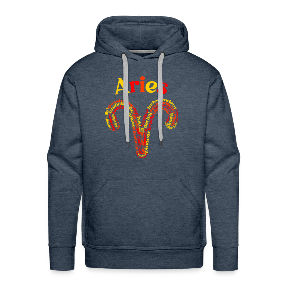 Men's Power Words Aries Premium Hoodie - heather denim