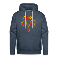 Thumbnail for Men's Power Words Aries Premium Hoodie - heather denim