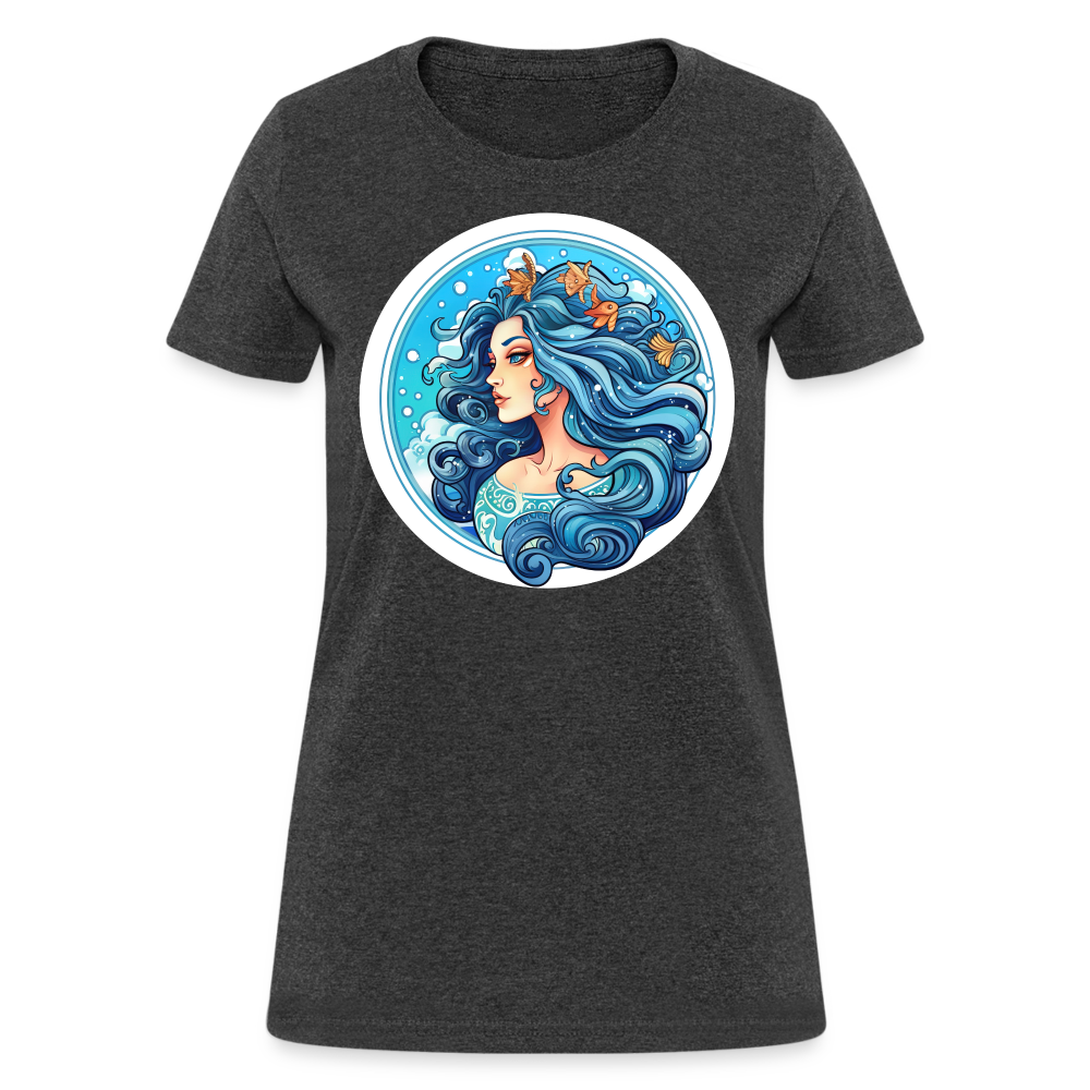 Women's Symbol Aquarius T-Shirt - heather black