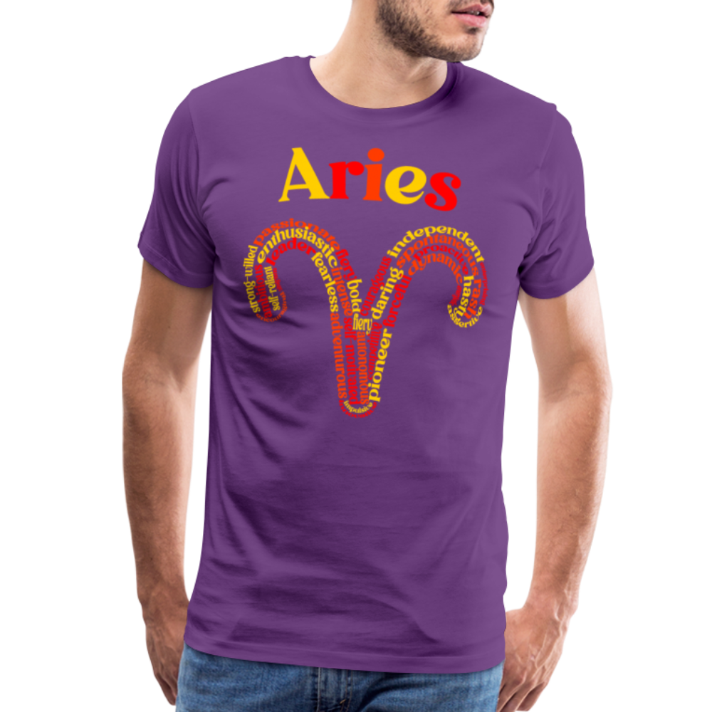 Men's Power Words Aries Premium T-Shirt - purple