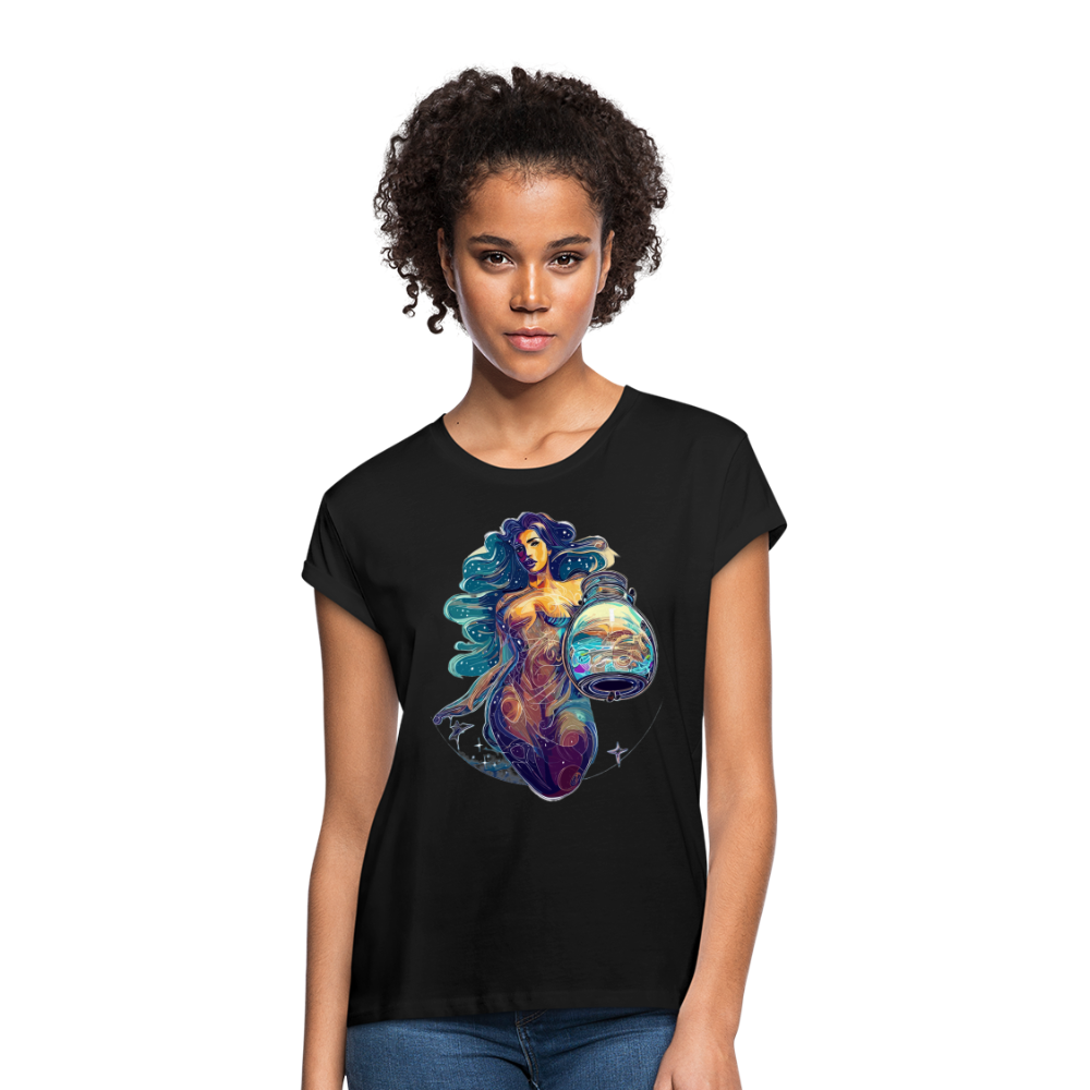 Women's Mythical Aquarius Relaxed Fit T-Shirt - black