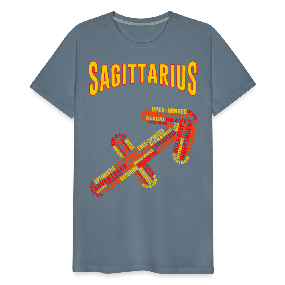 Men's Power Words Sagittarius Premium T-Shirt - steel blue