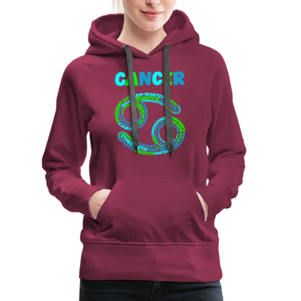 Women's Power Words Cancer Premium Hoodie - burgundy