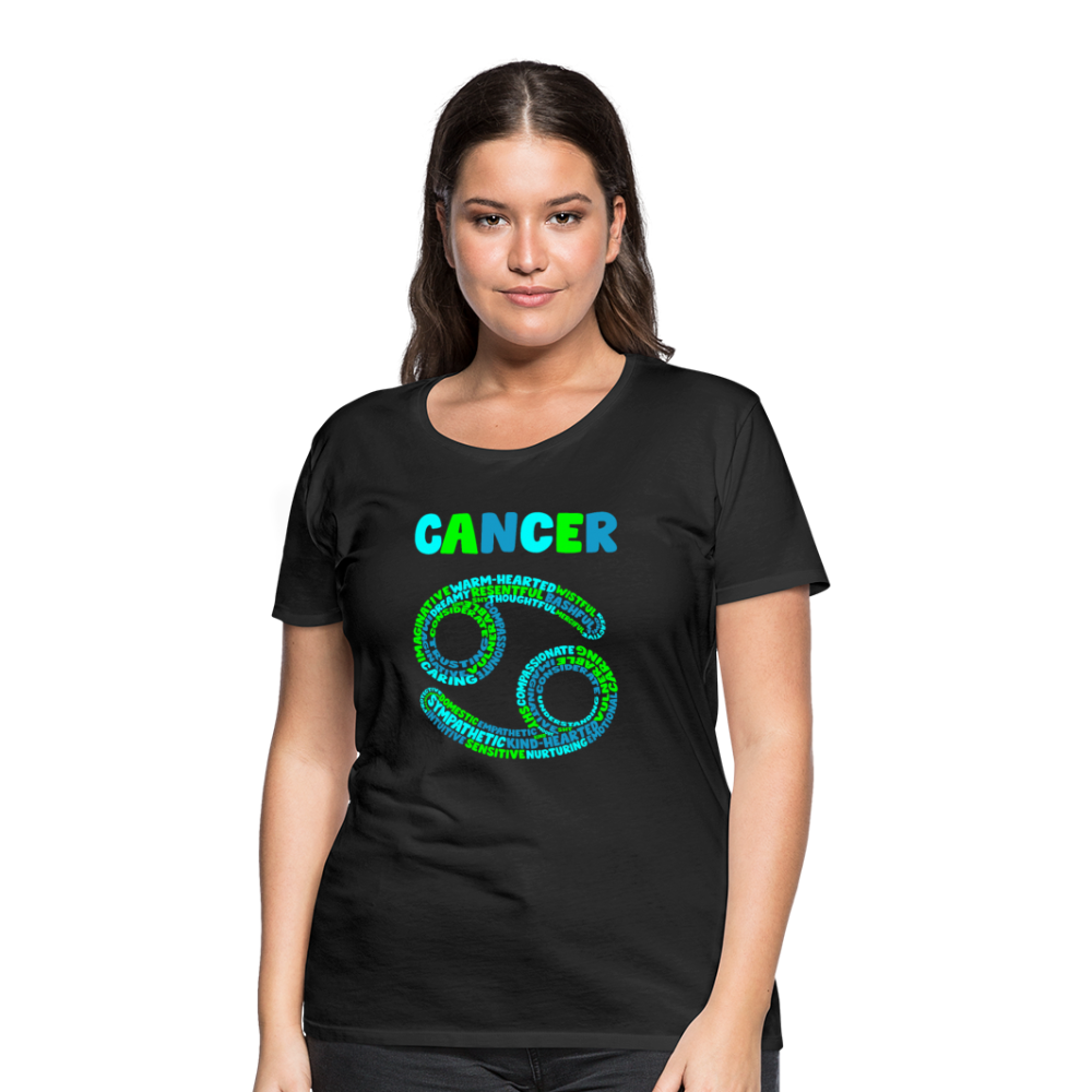 Women's Power Words Cancer Premium T-Shirt - black