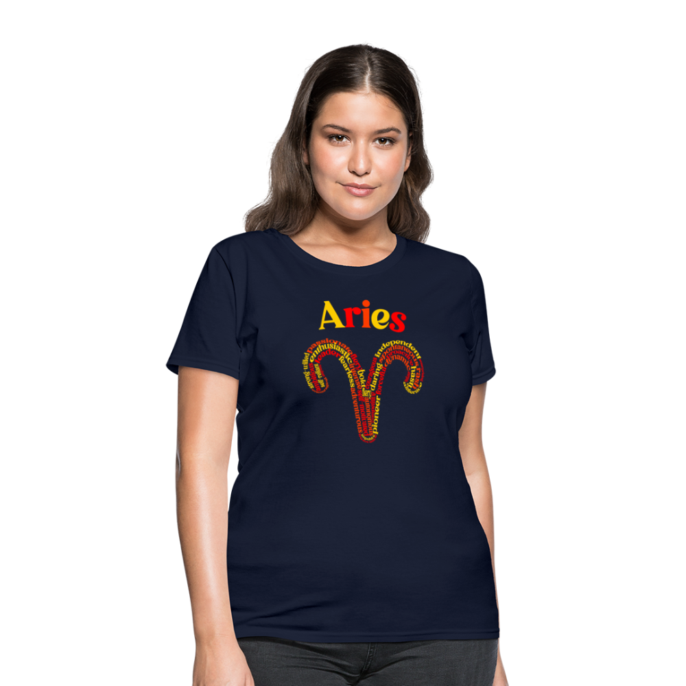 Women's Power Words Aries T-Shirt - navy