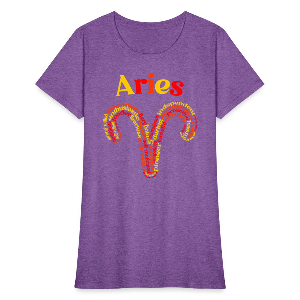 Women's Power Words Aries T-Shirt - purple heather