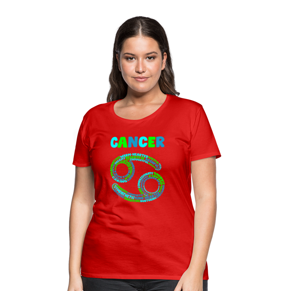 Women's Power Words Cancer Premium T-Shirt - red