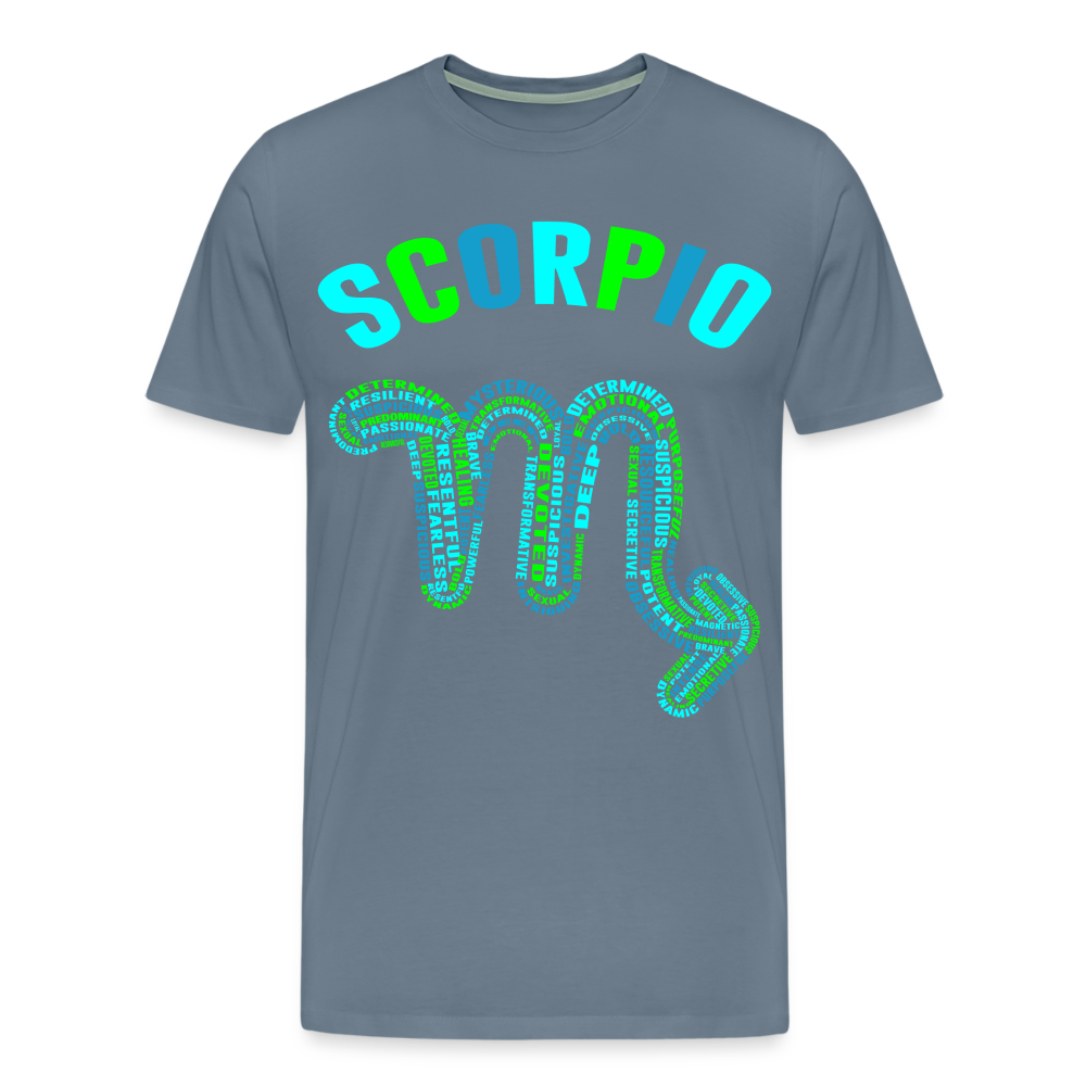 Men's Power Words Scorpio Premium T-Shirt - steel blue