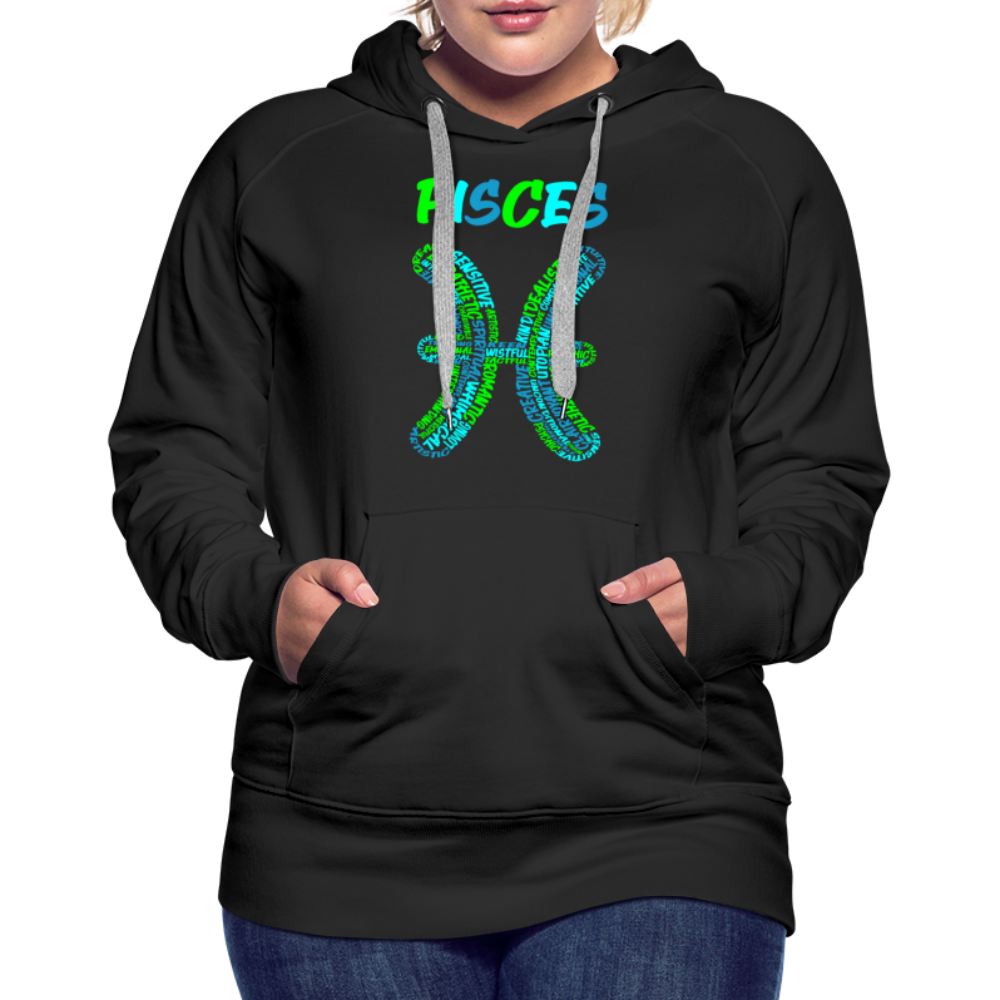 Women's Power Words Pisces Premium Hoodie - black