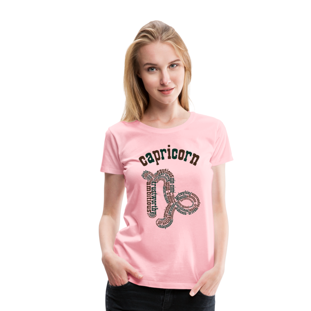 Women's Power Words Capricorn Premium T-Shirt - pink