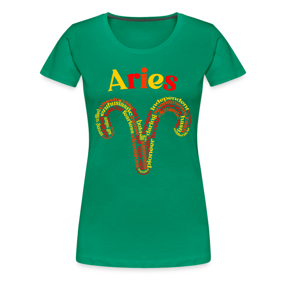 Women's Power Words Aries Premium T-Shirt - kelly green