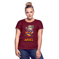 Thumbnail for Women's Playful Aries Relaxed Fit T-Shirt - burgundy