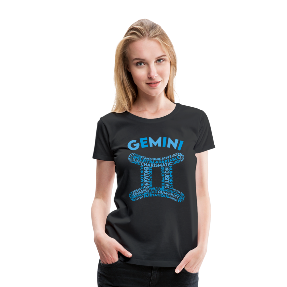 Women's Power Words Gemini Premium T-Shirt - black