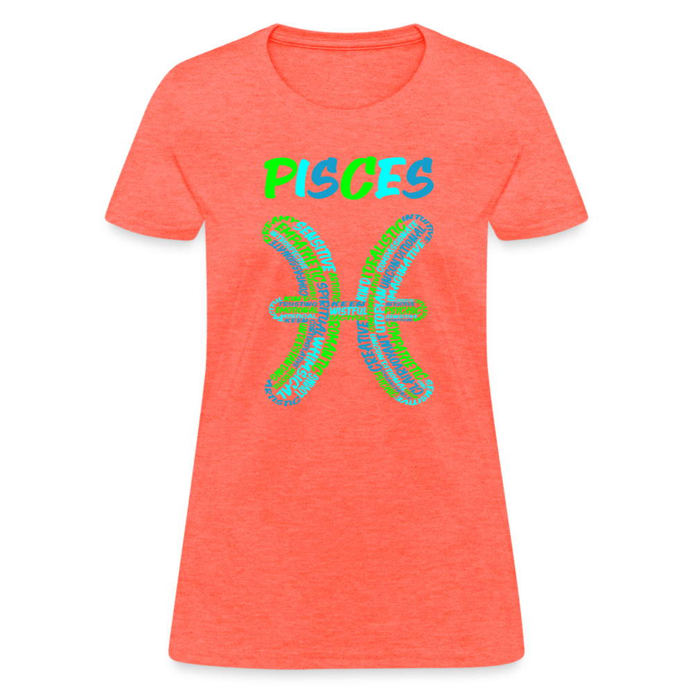 Women's Power Words Pisces T-Shirt - heather coral