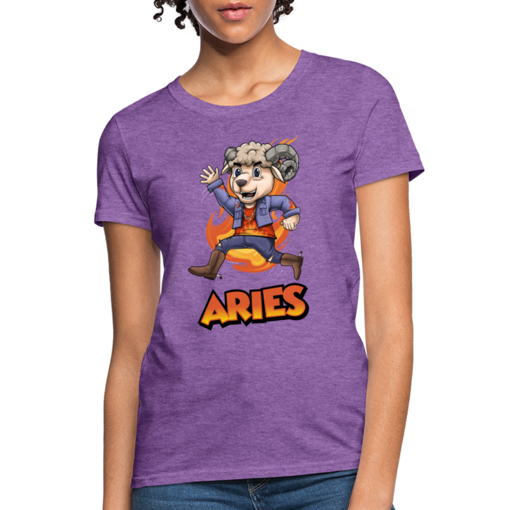 Women's Playful Aries T-Shirt - purple heather