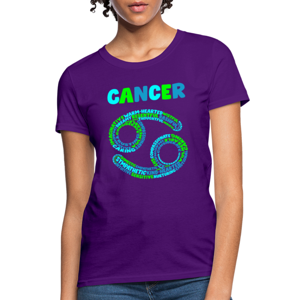 Women's Power Words Cancer T-Shirt - purple