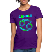 Thumbnail for Women's Power Words Cancer T-Shirt - purple