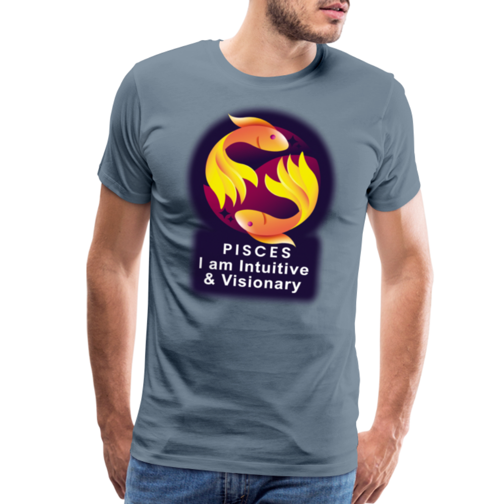 Men's Glow Pisces Premium T-Shirt - steel blue