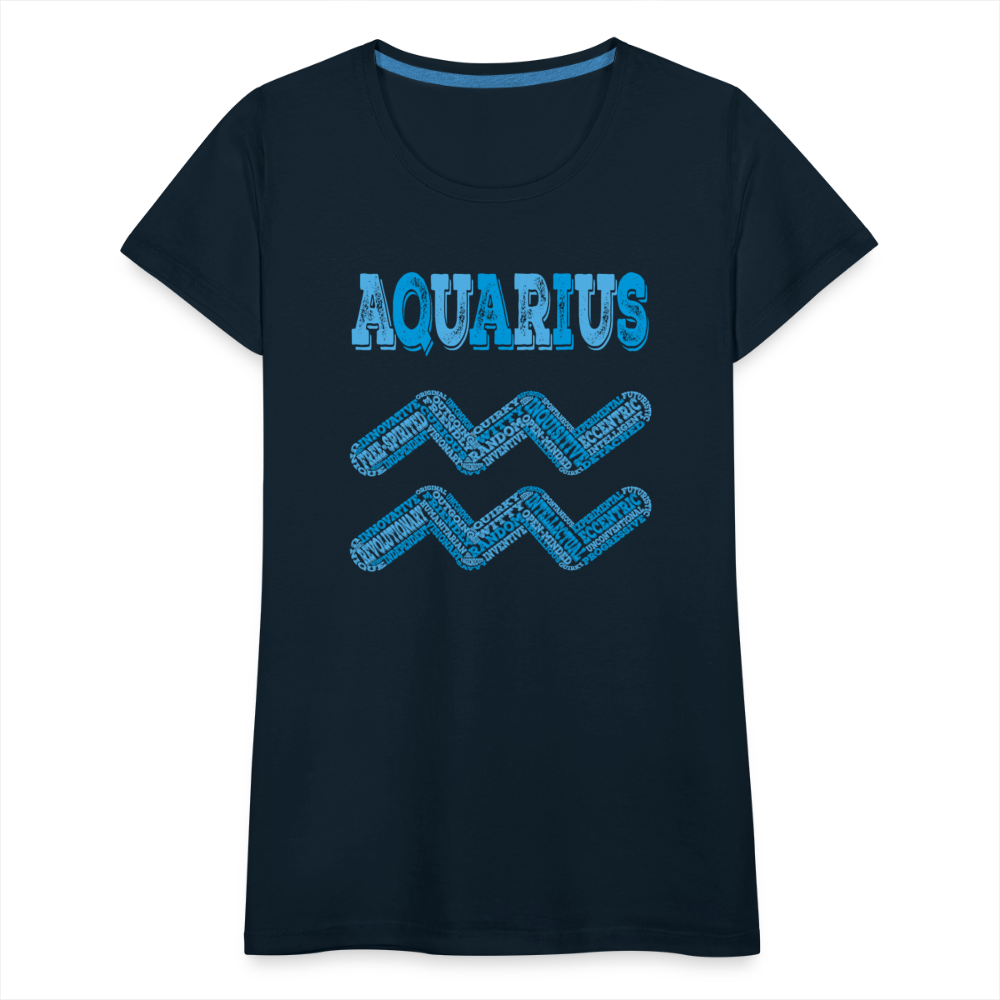 Women's Power Words Aquarius Premium T-Shirt - deep navy