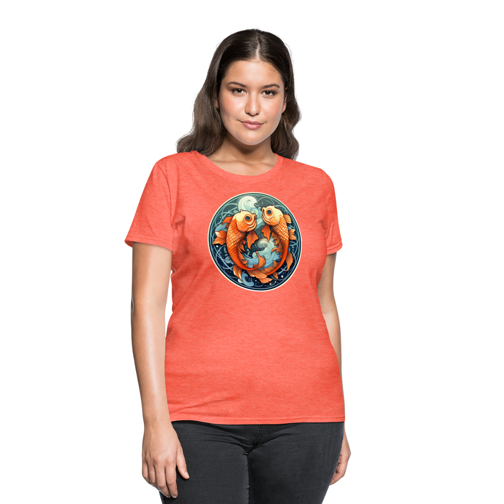 Women's Symbol Pisces T-Shirt - heather coral